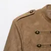 Nueva chaqueta de moda de otoño para mujer, estilo europeo y americano, versátil con hebilla de nudo, corte ajustado, longitud corta, manga larga