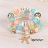 Set de Pulseras de Cuentas Estilo Bohemio Multicapa Colgante de Lazo Hecho a Mano Cuentas de Cristal Cuerda Elástica Joyería