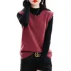 Fabricante de colete estilo coreano com gola redonda, top sem mangas, adequado para outono e inverno, caimento solto, estilo novo, peça externa feminina, fornecimento direto no atacado, bege