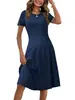 Vestido Casual de Moda de Manga Corta de Color Sólido Estilo Europeo y Americano Nuevo Primavera/Verano 2026 Amazon