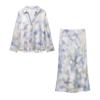 Amazon Transfronterizo Europeo y Americano para Mujer 2025 Verano Nuevo Tie-dye Satén de Seda Textura Camisa Vestido Midi Traje