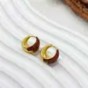 Brincos Elegantes e Delicados, de Alto Padrão, com Esmalte Vermelho Gotejado e Cor Contrastante, Banhados a Cobre, para Mulheres, Modernos e Versáteis Brincos Circulares Festivos de Ano Novo