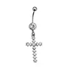 Nuevo Anillo de Ombligo con Cruz de Diamante Estilo Europeo y Americano Anillo de Ombligo con Colgante de Búho Personalizado Joyería de Piercing para Mujeres