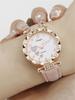 2024 nuevo reloj de pulsera de moda europea dulce con esfera redonda y correa esmerilada, juego de joyería de amor al por mayor