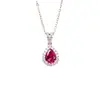 Collar europeo y americano transfronterizo de plata S925 para mujer con forma de lágrima de rubí cultivado en laboratorio, totalmente incrustado de diamantes, lujoso para cumpleaños y aniversarios, lujo ligero