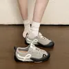 Estilo deportivo~Color block retro Zapatillas de entrenamiento alemanas para mujer, nuevas zapatillas casuales cómodas y transpirables, con cordones Zapatos Forrest Gump