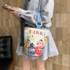 Bolsa de Lona de Dibujos Animados para Mujer, Bolso de Mano de Gran Capacidad, Bolsa para Fiambrera de Estudiante para Ir al Trabajo, Versátil para Salir, Bolso Pequeño de Aspecto Elegante