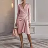 Vestido de manga larga de color liso con escote en V y cinturón, moda cruzada de otoño nuevo para mujer, transfronterizo europeo y americano de Amazon.