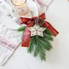 Ornamento de galho artificial de pinheiro de Natal para pendurar, Decoração de pequena árvore de Natal invertida, Laço, Floco de neve, Decoração de estrela, Pendente de porta