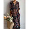 Primavera 2026 Nuevo Vestido de Bolsillo para Mujer Amazon Transfronterizo Moda Europea y Americana Holgado Cuello en V Elegante Gama Alta