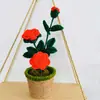 Decoraciones y Adornos de Ganchillo Hechos a Mano para Interiores, Similares a los de Xiaohongshu, con Macetas Falsas y Arreglos de Flores Artificiales