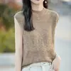 Roupas Femininas 2026 Verão Nova Camiseta de Manga Curta com Textura Jacquard, Macia e Amiga da Pele, Seca e Respirável, Top de Tricô com Decote Redondo Vazado