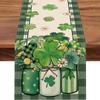Promoção Quente da Amazon Caminho de Mesa de São Patrício Estampa de Trevo de Quatro Folhas da Sorte Toalha de Mesa Decorativa de Primavera para São Patrício