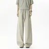 Pantalones Largos de Pierna Ancha Rectos, Holgados, Versátiles, de Seda Helada, Estilo Americano de Verano, a la Moda, con Corte Diagonal para Hombre