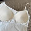 Cabiide de Roupas Atualizado com Estilo Simples Cor Sólida Regata Bojo de Látex Estilo Coreano Base Interna Roupa Externa Top para Mulheres