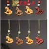 Accesorios de Madera Maciza Tallada de Caballo del Zodiaco Volador Cadena para Teléfono Móvil Colgante Yiming Xianyuan Llavero Creativo de Caballo de Sándalo