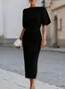 Outono 2026 Estação Independente Desejo Amazon Elegante Temperamento Cintura Marcada Emagrecimento Vestido de Comprimento Médio Feminino