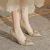 Jin Gang H8083-2 Zapatos de Boda Zapatos de Boda Boca Baja Tacones Altos Mujer 2025 Nuevos Zapatos de Tacón de Aguja Puntiagudos Primavera y Otoño