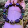 Pulsera de Cuentas Cubicas de Madera de Agarwood Dara Gan Nuevo Estilo Chino Pulsera de Madera Punto Turístico Transmisión en Vivo Venta al por Mayor