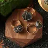 Anillo de Piedra Natural Envuelto en Alambre Piedra Cruda, Citrino Amarillo, Cuarzo Rosa, Anillo Ajustable de Piedra Cruda Amatista con Cristal Envuelto en Alambre DIY