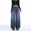 Jeans largos young orange # estilo retrô americano preto e cinza para mulheres, cintura alta, corte solto, modelador, com caimento fluido, estiloso, versátil e comprimento total