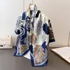 Rao Yunxia Protección Solar Bufanda de Sarga de Seda Estampado Floral Digital para Mujer Pañuelo para la Cabeza Bufanda Cuadrada Grande 90
