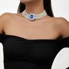 Corea del Sur Vintage Perla Diamante Borla Cadena de Cuello Celebridad Cibernética Sentido del Diseño Elegante Flor Lazo Cadena Clavicular Collar para Mujer