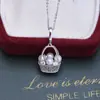 Collar con Colgante de Cesta de Flores Pequeñas de Perla Redonda Fuerte y Ligera de Agua Dulce 4-5 mm Cadena para Clavícula de Plata S925 con Circonita Micro-pavimentada de Moda
