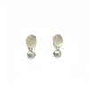 Aretes de Diseño Nicho Simple de Corea del Sur Plata de Ley S925 Aretes Ovalados de Doble Capa de Calcedonia Blanca de Alta Gama Combinables con Todo