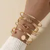 Comércio Exterior Amazon Charmoso Conjunto de Pulseiras Douradas, Lindas Pulseiras de Punho Empilháveis Multicamadas, Presente de Feriado para Meninas