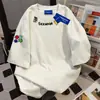 Camiseta de Manga Corta con Estampado de Letras Estilo High Street Americano para Mujer Verano 2025 Marca Trendy Ins Mariposa Versátil Casual Holgado