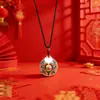Llavero Colgante Giratorio con Carácter de Fortuna Estilo Étnico Chino de Aleación para Hombres y Mujeres, Decoración de Accesorio Metálico Regalo Colgante