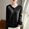 Outono de 2026 Novo Suéter de Tricô para Mulheres Moletom com Capuz Tops de Gola V Peça Única Jaqueta Cardigan com Capuz