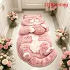 Alfombra de felpa temática de gato realista TEMU transfronteriza, imitación cachemir, alfombra gruesa para mesita de noche en el dormitorio, tapete absorbente para el baño