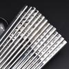 Palillos de Acero Inoxidable 304 Grabados con Láser, Palillos Cuadrados Domésticos Estilo Chino, Antideslizantes, Resistentes a Altas Temperaturas, Palillos de Cerámica Desechables