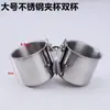 Clip Doble para Comida y Agua de Acero Inoxidable para Pájaros, Taza Doble de Doble Propósito, Taza Anti-Roeduras para Comida de Loro, Comedero Universal para Pájaros