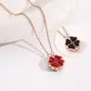 Novo estilo multi-uso coração a coração abre e fecha flor de quatro folhas colar moda feminina amor dobrável titânio aço clavícula corrente joia