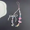 Lanyard para Celular com Pingente de Câmera CCD, Lanyard Rosa Branco Colorido DIY com Contas Feitas à Mão, Corda Anti-perda com Laço