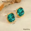Brincos retrô quadrados coloridos de zircônia transfronteiriços da Europa e dos Estados Unidos, aço inoxidável banhado a ouro 18k, brincos da moda ins por atacado