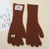 Luvas de Tricô de Lã com Laço para Estudantes, Estilo Coreano Fofo, Cor Sólida, Luvas Quentes Sem Dedos para Ciclismo Outono e Inverno com Tela Sensível ao Toque