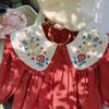 Vestido bordado vintage estilo muñeca para niña Colección Primavera 2026 Rojo brillante Vestido de cumpleaños para bebé Vestido de princesa de manga larga