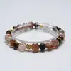[Seda Marrón Brillante] Pulsera de Cristal Natural Súper Siete Negro Dorado para Mujer Más Fácil de Combinar Regalo Pulsera de Cristal Blanco Venta al por Mayor