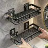 Prateleira de Banheiro sem Furos com Design Vazado para Drenagem de Água, Suporte de Armazenamento de Parede para Pia de Banheiro, Plástico Espessado, Atacado