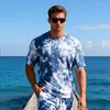 Roupas Coloridas Tie-Dye de Alta Elasticidade e Secagem Rápida para Homens para Caminhada e Montanhismo ao Ar Livre Camiseta Respirável e Bonita de Manga Curta Conjunto Casual de Verão