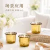 Portavelas de oro electrochapado para ins transfronterizos, portavelas de vidrio estilo lujo ligero, portavelas de ambiente romántico, decoración retro europea