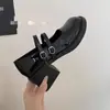Zapatos de tacón alto negros estilo francés con plataforma y tacón grueso para mujeres bajitas, nuevos zapatos Mary Jane versátiles de punta redonda para otoño 2026