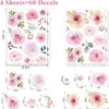 Adesivo de Parede Flor Rosa Aquarela Adesivos de Parede de Flores Aquarela Adesivos de Decoração de Parede