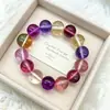 Pulsera de Amatista Natural Sintética de 14 mm para Mujer, Pulsera de Perlas de Lujo Ligero y Gama Alta, Joyería de Cristal con Diseño de Nicho