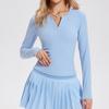 Ropa de Yoga para Otoño e Invierno Estilo Nuevo Europeo y Americano Cuello en V Manga Larga para Mujer Ajustada Transpirable Camisetas de Ropa de Fitness