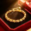 Pulseira de ouro de areia vietnamita em formato de coração com trevo de quatro folhas para mulheres, joia de pulseira de coração com design de nicho de trevo da sorte, atacado do fabricante